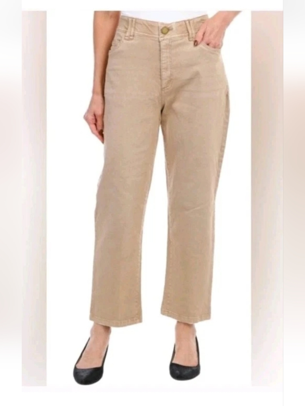 New Democracy Ab Technology Khaki Straight Leg Ankle Jeans Relaxed Stretch 10